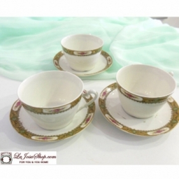 Limoges,3 tazas de cafe  con plato de Porcelana .Con historia