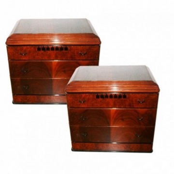 Italian Midcentury / Art Deco Pair of Nightstands with Three Drawers