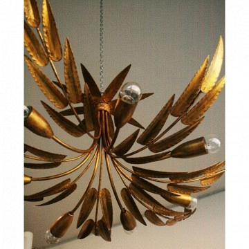 lamp Midcentury. Golden leaves gold leaf  