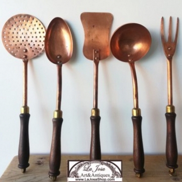 Antique Copper Kitchenware Vintage 20th Century