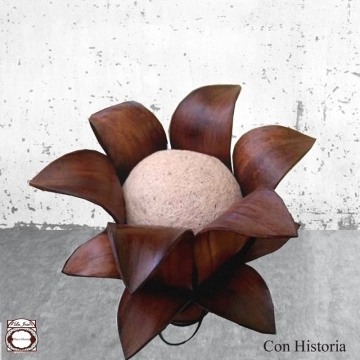 Lampara flor madera de palmera 