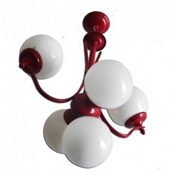 Vintage 5 Opaline / Metal/ Sputnik Chandelier