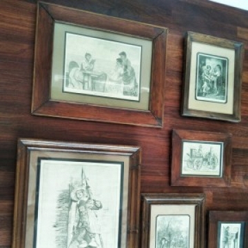 Antique Frames with Engravings, Lot of 6