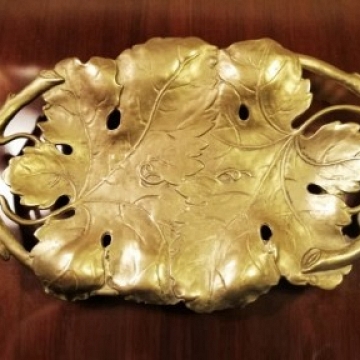 Decorative Brass Tray with Vine Leaves to Serve Small Candies