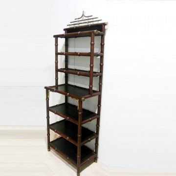 Hollywood Regency  Sshelving Wood  Faux Bamboo, Brass  Chippendale Chinoiserie 
