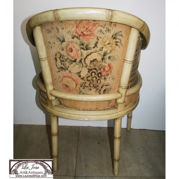 Rare Club armchair with Faux Bamboo Frame and Caning