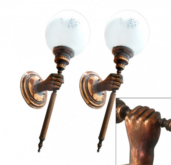 Pair of  french copper Sconces Style Art Deco from the 20th Century 69x23 cm