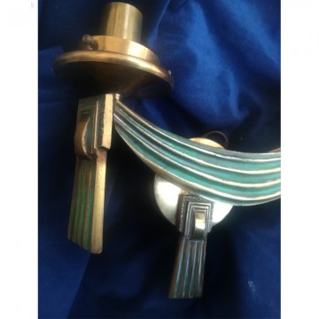 Art Deco bronze wall sconce with two lights