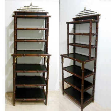 Shelving Hollywood Regency faux bamboo