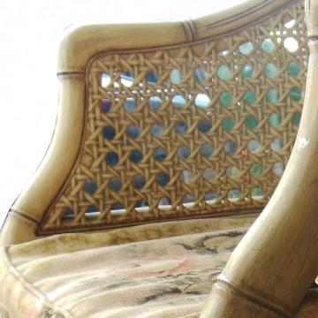 Rare Club armchair with Faux Bamboo Frame and Caning