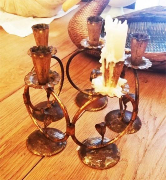 Candelabro Hiero y Pan de Oro Vintage Plegable