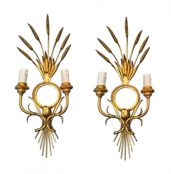 Apliques de Luz con  Pan de Oro con Espejo