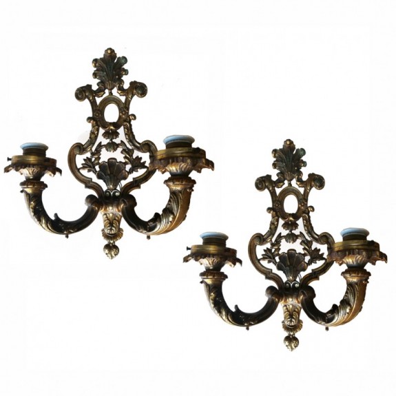 Pair of French Bronze sconces 20th Century Empire Style