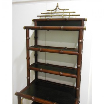  Hollywood Regency  Sshelving Wood  Faux Bamboo, Brass  Chippendale Chinoiserie 