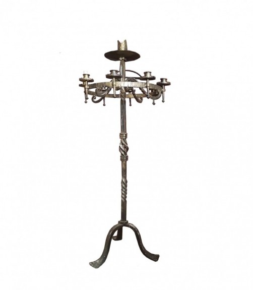 Lampara de Pe. Candelabro con 9 Velas de Hierro Forjado